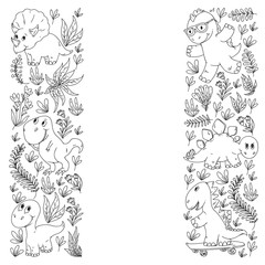 Pattern kids fabric, textile, nursery wallpaper. Vector illustration. Hand drawn dinosaurs, dino for little children.