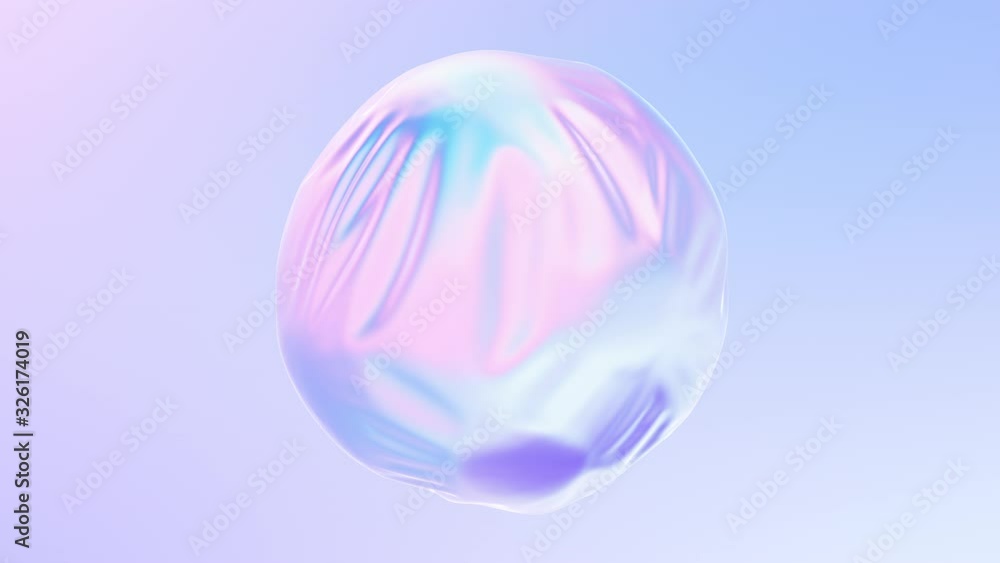 Aufkleber 3D animation of spheres inside liquid shape. Iridescent ripples and movements on fluid surface. 4K seamless looped 3D video with alpha matte. 3D rendering.
