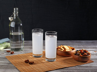 Traditional greek ouzo in two glasses