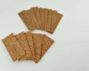 crackers lie on a white background