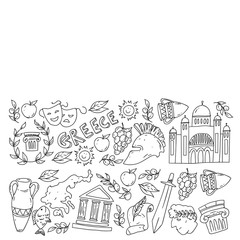 Travel to Greece elements. Greece symbols for magazines, web, tourism