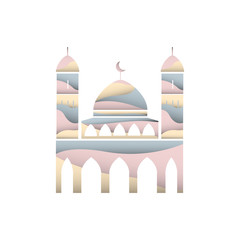Mosque cutting paper illustration background vector eps 10