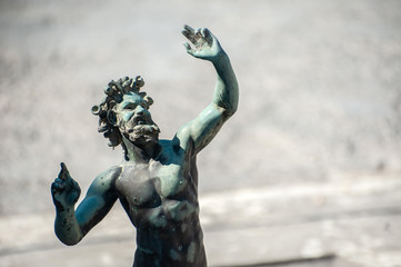Statue of the Dancing Faun at the House of the Faun, Pompeii, Italy - obrazy, fototapety, plakaty