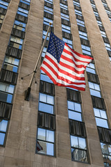 american flag in the building 
