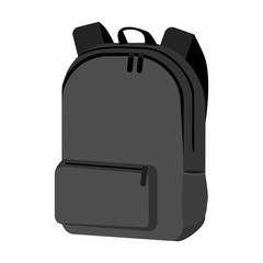 black leather backpack front view. Bag for study with Orthopedic back in casual modern design. study concept mockup. vector illustration