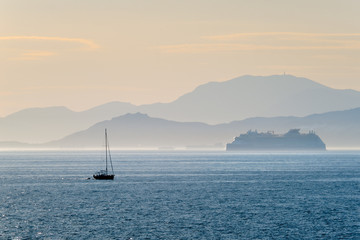 Cruise liner ship in Mediterranea sea