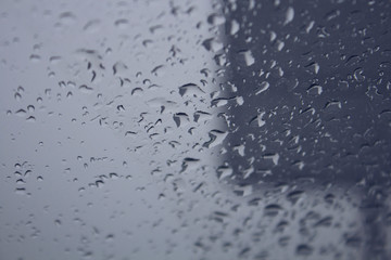 Water drops on the window glass.