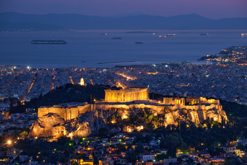 Iconic Parthenon Temple at the Acropolis of Athens, Greece