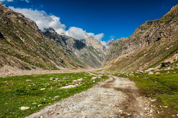 Fototapeta na wymiar Dirt road in Himalayas.
