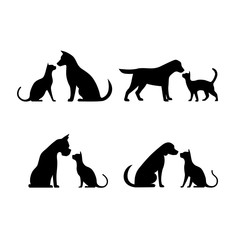 dog and cat silhouette - 326182808