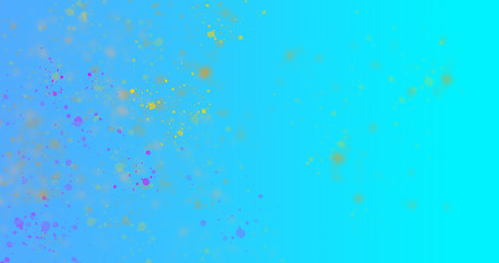 Light blue background with paint splashes in pastel colors.