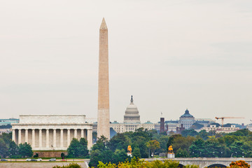 Washington DC city view of most famous landmarks