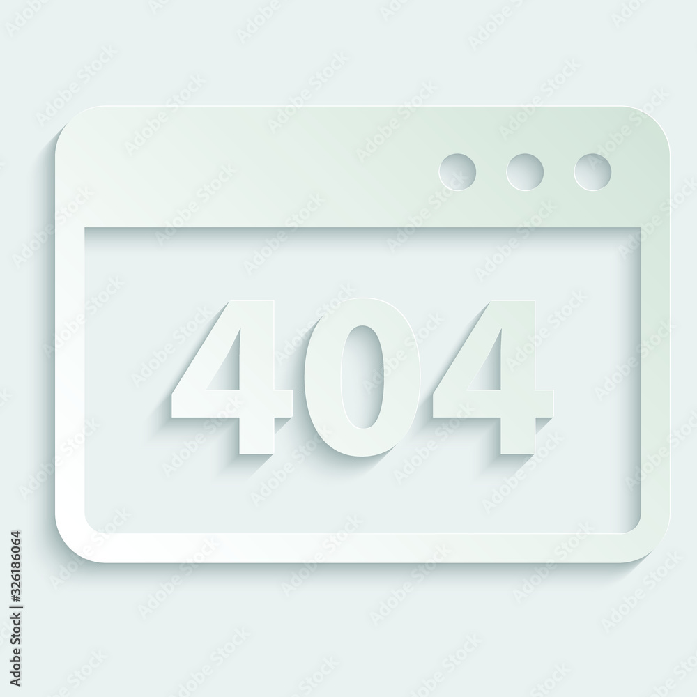 Poster paper 404 error icon. page not found