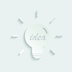paper Light bulb icon vector,  lamp icon logo. Idea icon, thinking, solution concept. 