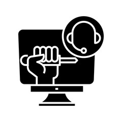 Audio access black icon, concept illustration, vector flat symbol, glyph sign.