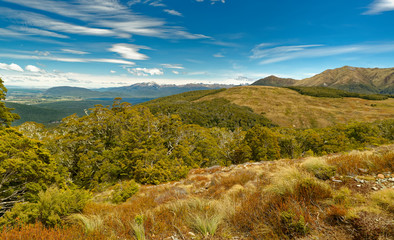 Landscape New Zealand - National Park Fiordland, South Island, beautiful mountain and fiord sceneries