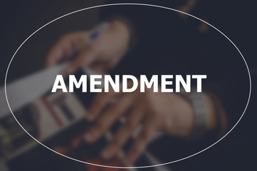 Amendment word with blurring business background