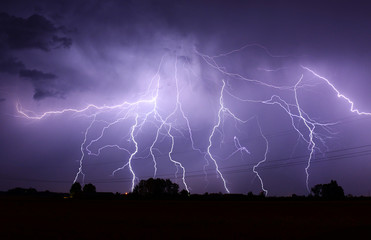 Obraz na płótnie Canvas Huge thunderstorm hits at night