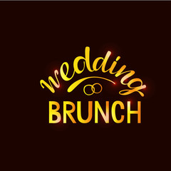wedding brunch - hand written sign for wedding invitation. Gold font on dark background. Vector stock illustrtion for print. EPS 10
