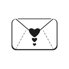 Isolated envelope with a heart