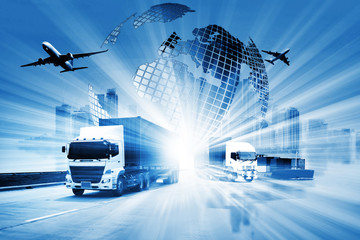 The world logistics  background or transportation Industry or shipping business, Container Cargo ...