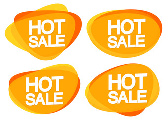 Set Hot Sale bubble banners design template, discount tags, app icons, vector illustration