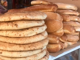 Crusty fresh bread outdoor market Morocco
