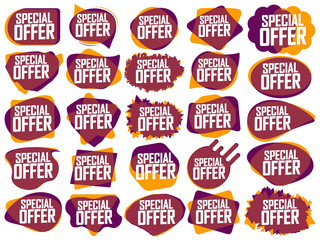 Set Special Offer bubble banners design template, sale tags collection, app icons, vector illustration