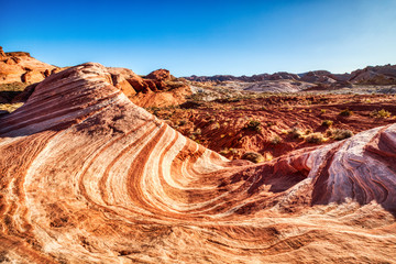 Fire Wave in Valley of Fire State Park at Sunset near Las Vegas, Nevada