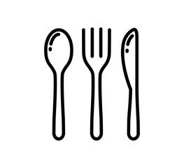 Spoon and fork icon vector logo template