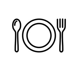 Spoon and fork icon vector logo template