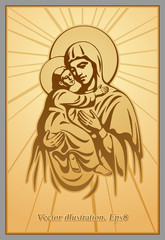 Fototapeta na wymiar Blessed Virgin Mary, Jesus Christ, blessing, Christianity