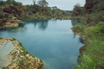 Panoramic beautiful deep forest waterfall in (EL SALTO-EL MECO) san luis potosi México,