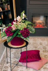 beautiful flowers inside black fireplace floral picture