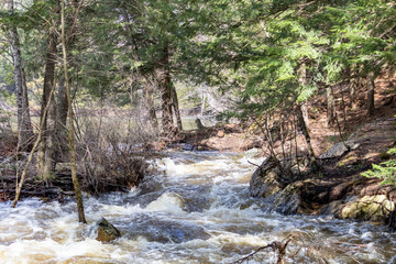 Rivière au printemps à Poudrière de Windsor, Estrie, Québec Canada