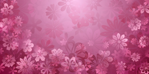 Spring background of various flowers in pink colors