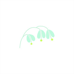 Dicentra, bluebell, ripe rice twig in minimal style. Abstact blooming flower. Isolated vector illustration.	