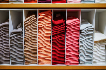 Cotton socks folded neatly in the clothing showroom