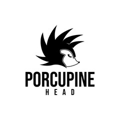 porcupine head logo design vector