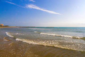 Fototapeta na wymiar Sandy beach of the Mediterranean sea in Valencia