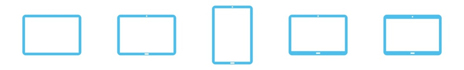 Tablet Computer Icon Blue | Tablet PC Illustration | Smartphone Mobile Phone Symbol | Display Logo | Touch Screen Sign | Isolated | Variations