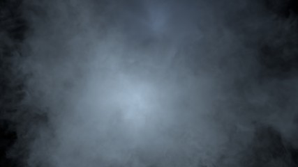 Realistic cloud fog on black background. White smoke pollution isolated on dark background. 3d rendering.