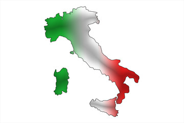 Italian state border map with flag colors onwhite background