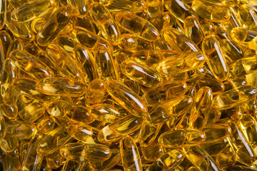 Fish oil, soft capsule, omega, supplement capsules isolated on white background,healthy product...