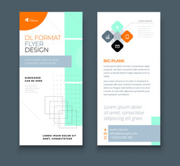 DL Flyer design with square shapes, corporate business template for dl flyer. Creative concept flyer or banner layout.