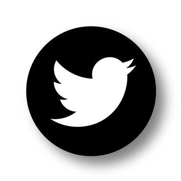 VORONEZH, RUSSIA - JANUARY 31, 2020: Twitter Logo Black Round Icon With Soft Shadow