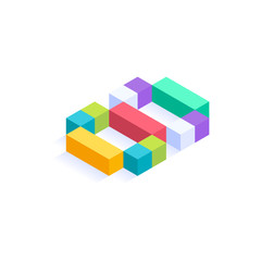 Number 8 Isometric colorful cubes 3d design, three-dimensional letter vector illustration isolated on white background