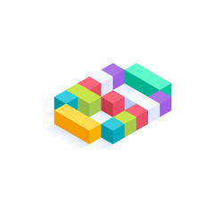 Number 0 Isometric colorful cubes 3d design, three-dimensional letter vector illustration isolated on white background