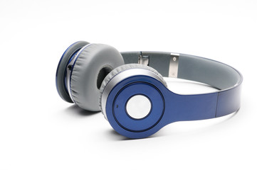 Modern headphones for listening to sound and music on a white background