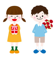 プレゼントを渡す子供